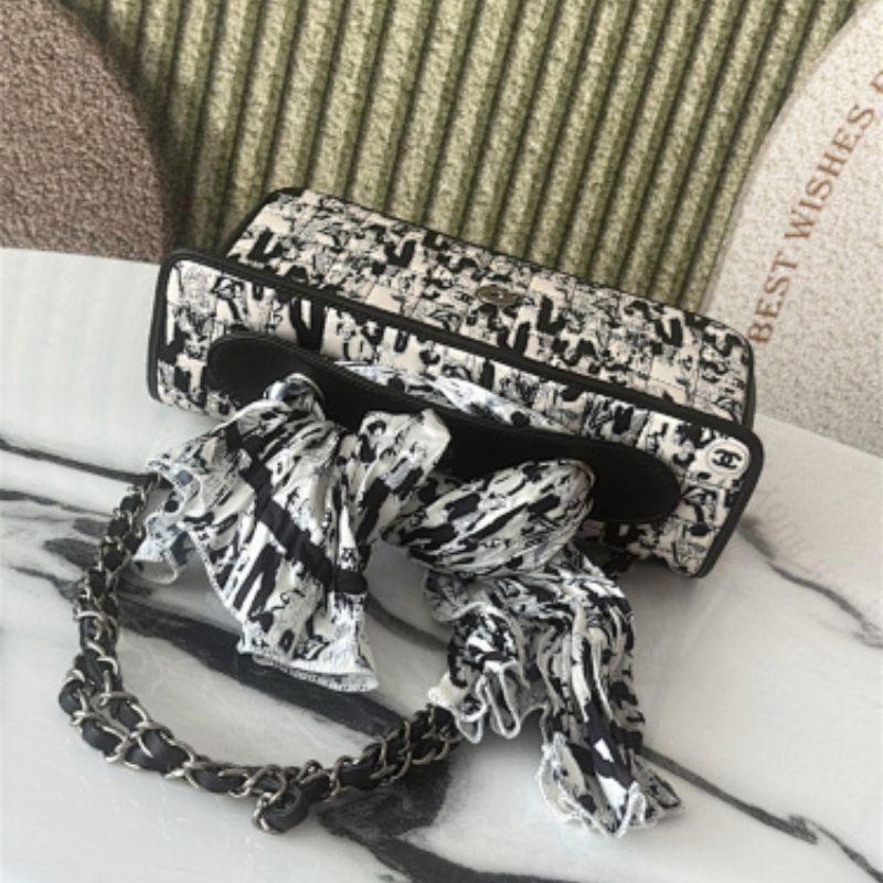 Chanel Silk Lambskin Coco Mademoiselle Scarf Flap Bag.