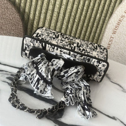 Chanel Silk Lambskin Coco Mademoiselle Scarf Flap Bag.