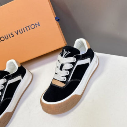 Louis Vuitton LV Skate Sneaker in the black and gum colorway.