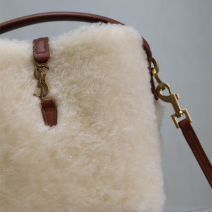 Saint Laurent Le 37 mini bucket bag in shearling
