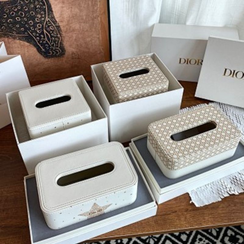Dior-inspired leather tissue boxes