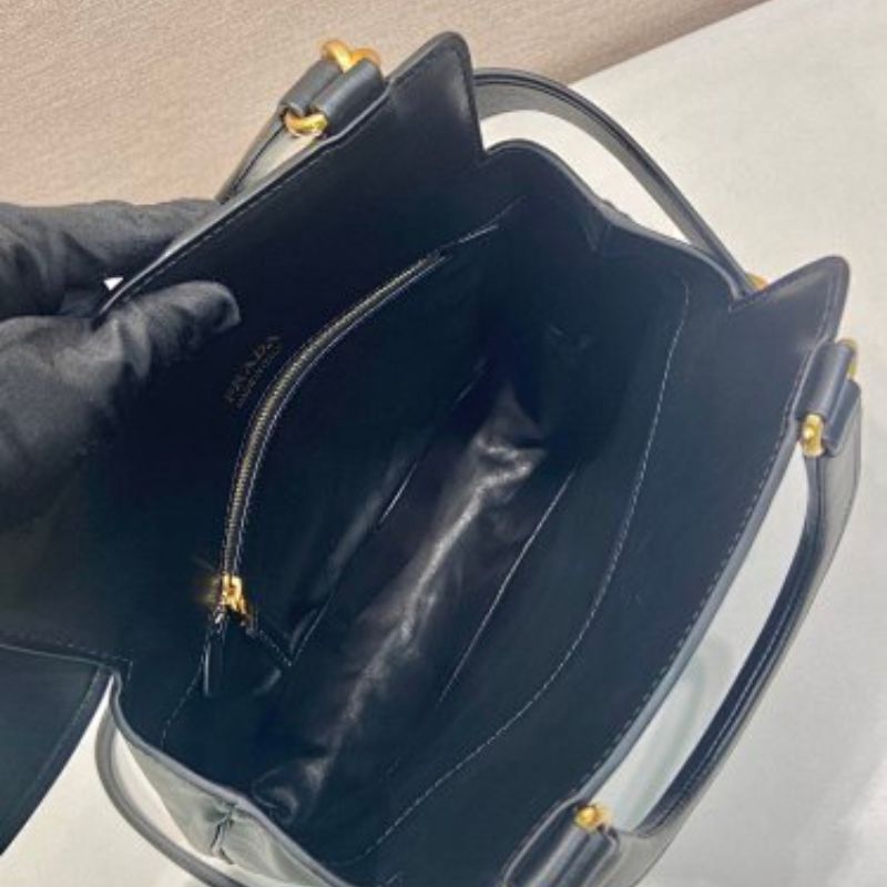Prada Buckle Medium Leather Handbag