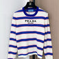Prada ribbed knit crew-neck sweater with a striped pattern