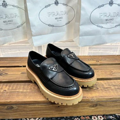 Prada Chocolate Brushed Leather Loafers
