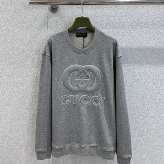 Gucci Logo-Embossed Cotton Sweatshirt in a grey