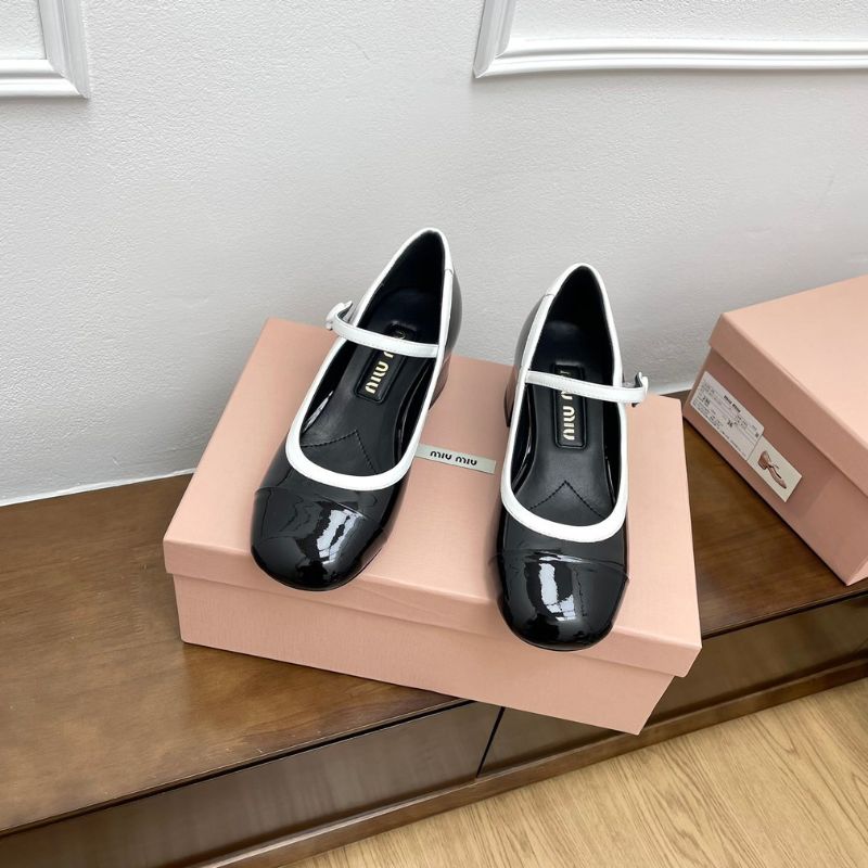 Miu Miu Two-Tone Patent Leather Mary Jane Pumps
