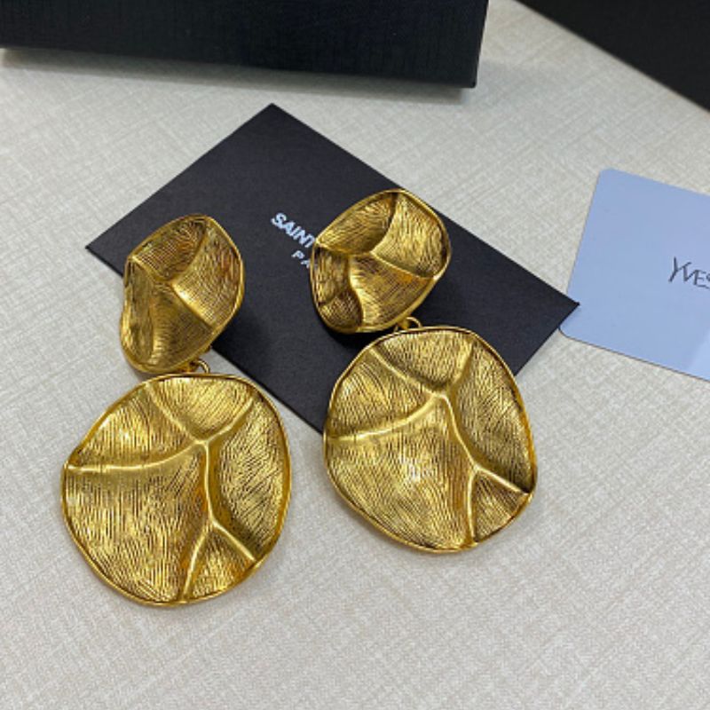 Saint Laurent Structured Abstract Disc Drop Earrings,