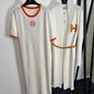 Hermès white t-shirt dress and long cardigan set with orange trim