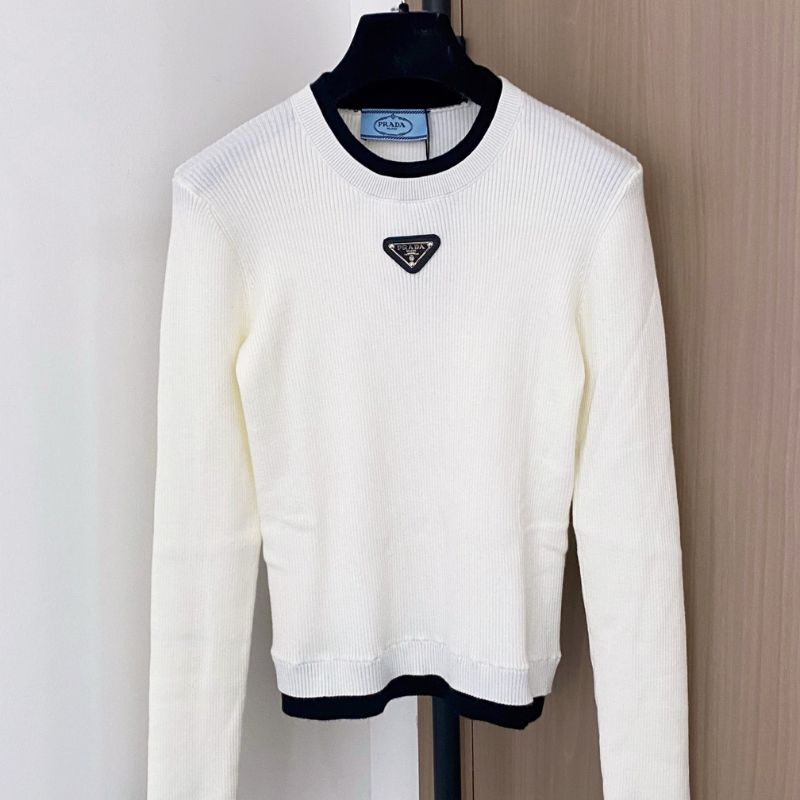 Prada crew-neck sweater with a ribbed knit texture