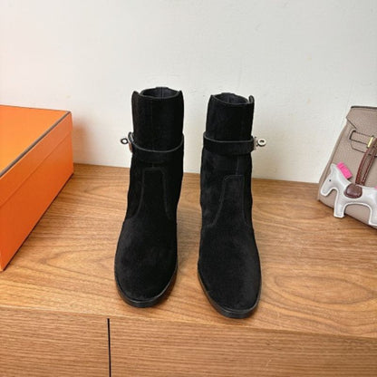 Hermès Saint Germain Ankle Boots in black suede.