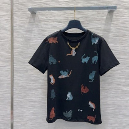 Louis Vuitton "Cats and Dogs" T-shirt in black.