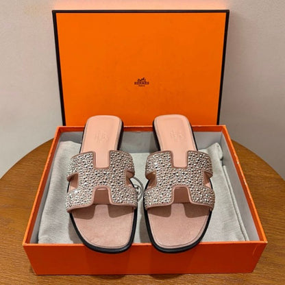 Hermès Oran Sandals in a specialized crystal-embellished version.
