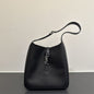 Saint Laurent Le 5 à 7 supple large hobo bag in black leather.