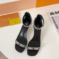 Louis Vuitton sandal with  black leather, crystal-strap design