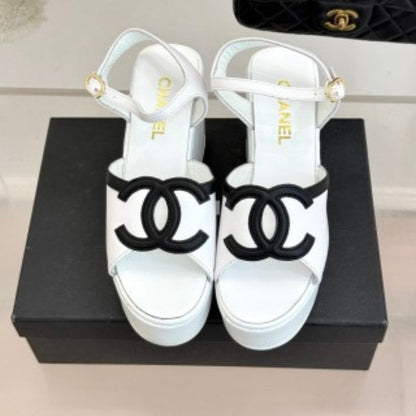 Chanel CC Logo Platform Sandals,