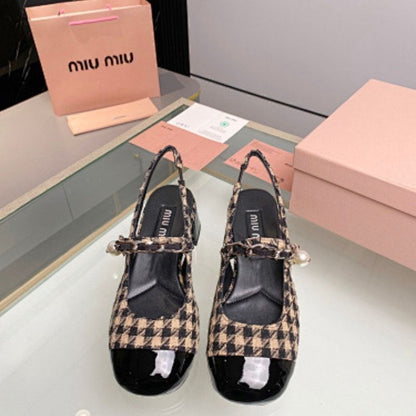 Miu Miu Houndstooth Slingback Flats,