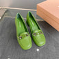 Miu Miu Leather Loafers in Fern Green