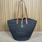 Saint Laurent Panier Medium YSL Tote Bag in black raffia.