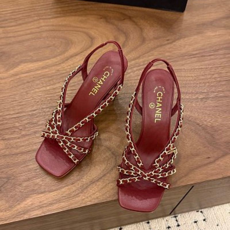 Chanel Interwoven Chain Slingback Sandals