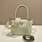 Prada Vitello Phenix Mini Leather Tote Bag in Chalk White