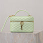Saint Laurent Gaby Vanity Bag in a pale green shade.