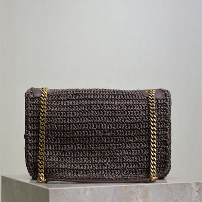 Saint Laurent Niki Medium Raffia Shoulder Bag.