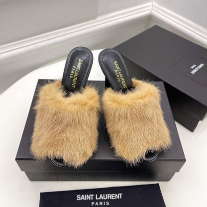 Saint Laurent Roy Mink Fur Mules