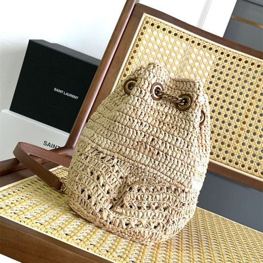 Saint Laurent Mini Joe bucket bag in raffia
