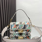 Fendi Baguette natural-colored canvas with a raised, embroidered FF motif bag