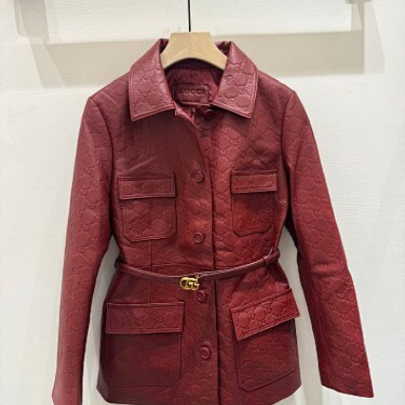 Gucci GG Embossed Leather Jacket