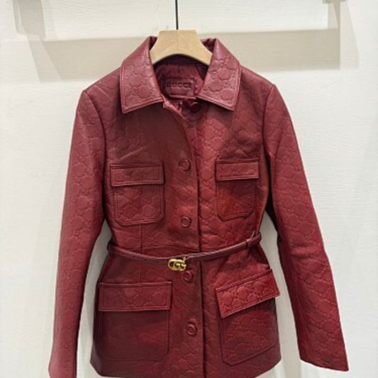 Gucci GG Embossed Leather Jacket