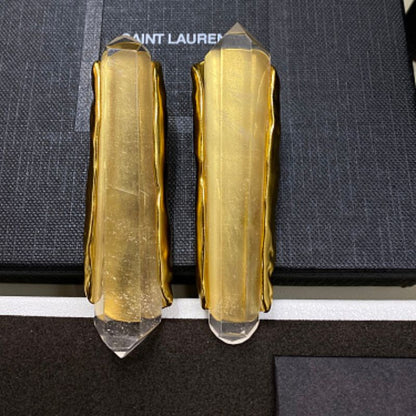 Saint Laurent Crystal Quartz Drop Earrings,