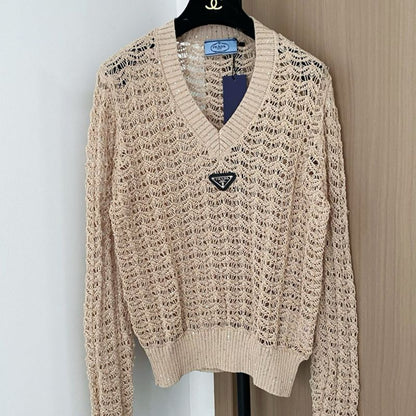 Prada open-knit V-neck sweater