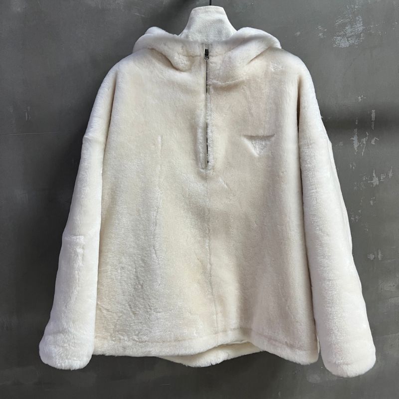 Prada shearling half-zip hoodie.