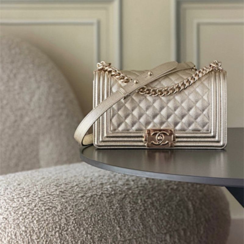 Chanel Boy Flap Bag in a Metallic Gold
