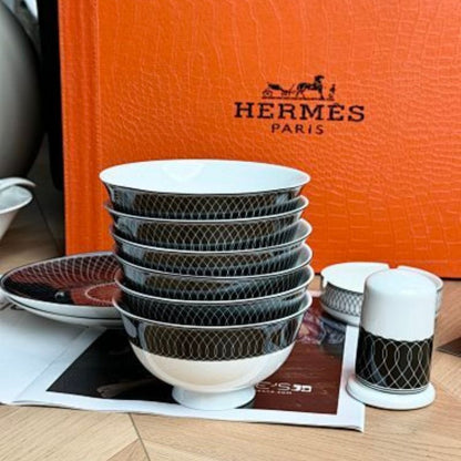 Hermès-inspired 28-piece Bone China Tableware Set,