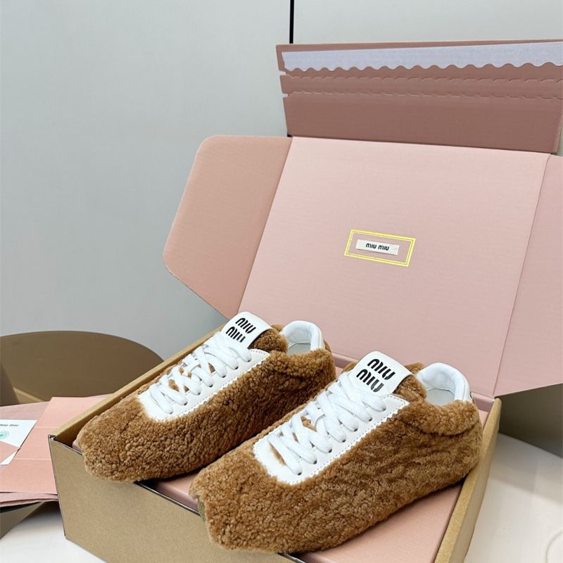 Miu Miu Shearling Low-Top Sneakers