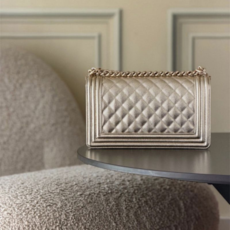 Chanel Boy Flap Bag in a Metallic Gold