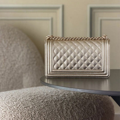 Chanel Boy Flap Bag in a Metallic Gold