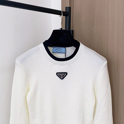 Prada crew-neck sweater with a ribbed knit texture