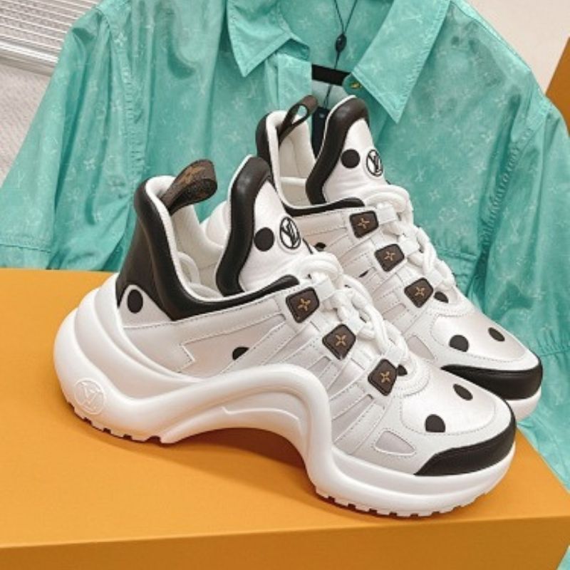 Louis Vuitton LV Archlight Sneakers in a white, black, and brown