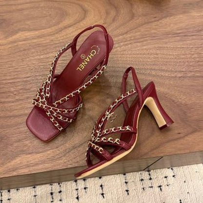 Chanel Interwoven Chain Slingback Sandals