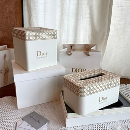 Dior-inspired leather tissue boxes