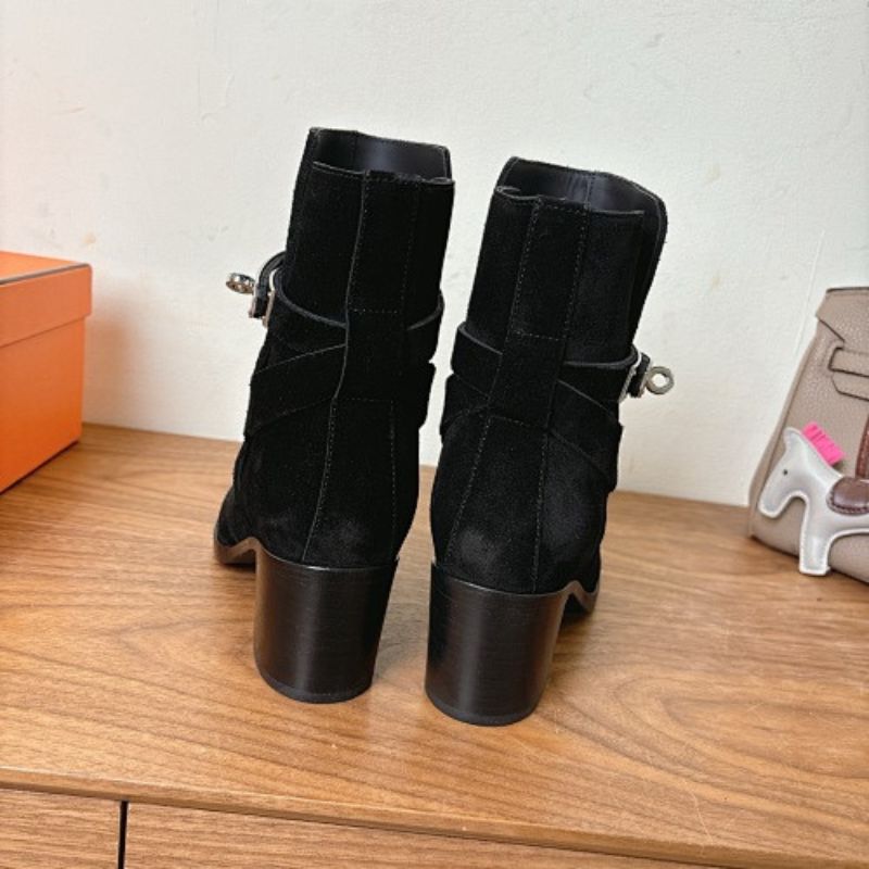 Hermès Saint Germain Ankle Boots in black suede.