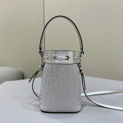 Fendi Mini Mon Trésor Bucket Bag with crystal embellishments