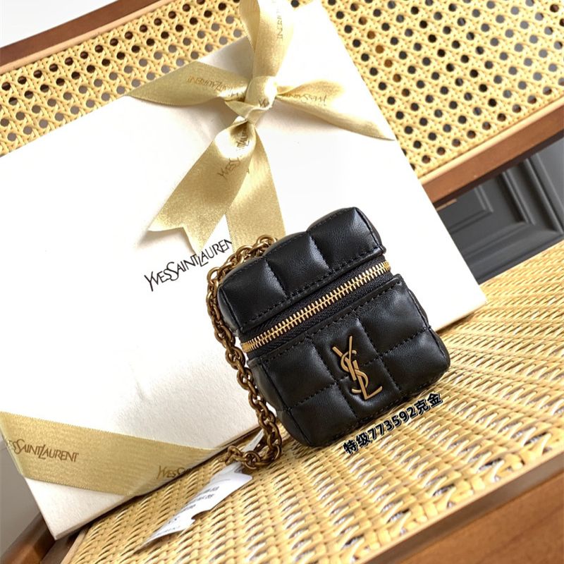 Saint Laurent Cassandre Matelassé Carré Mini Cube on Chain