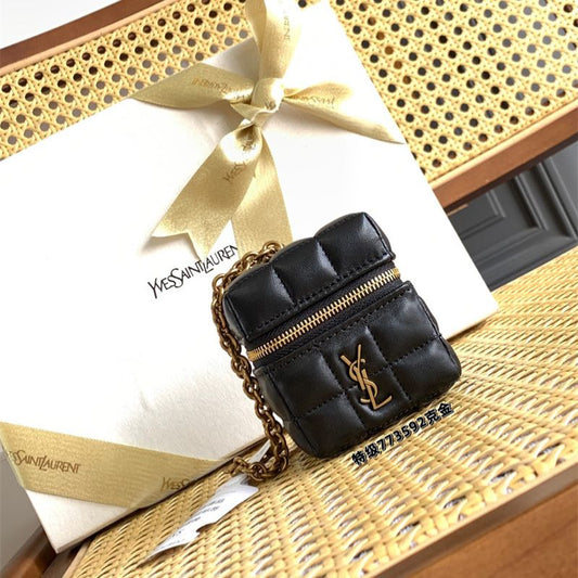 Saint Laurent Cassandre Matelassé Carré Mini Cube on Chain