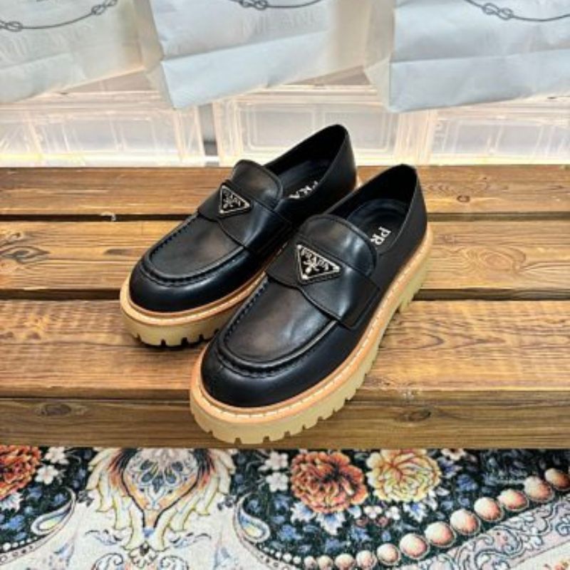 Prada Chocolate Brushed Leather Loafers