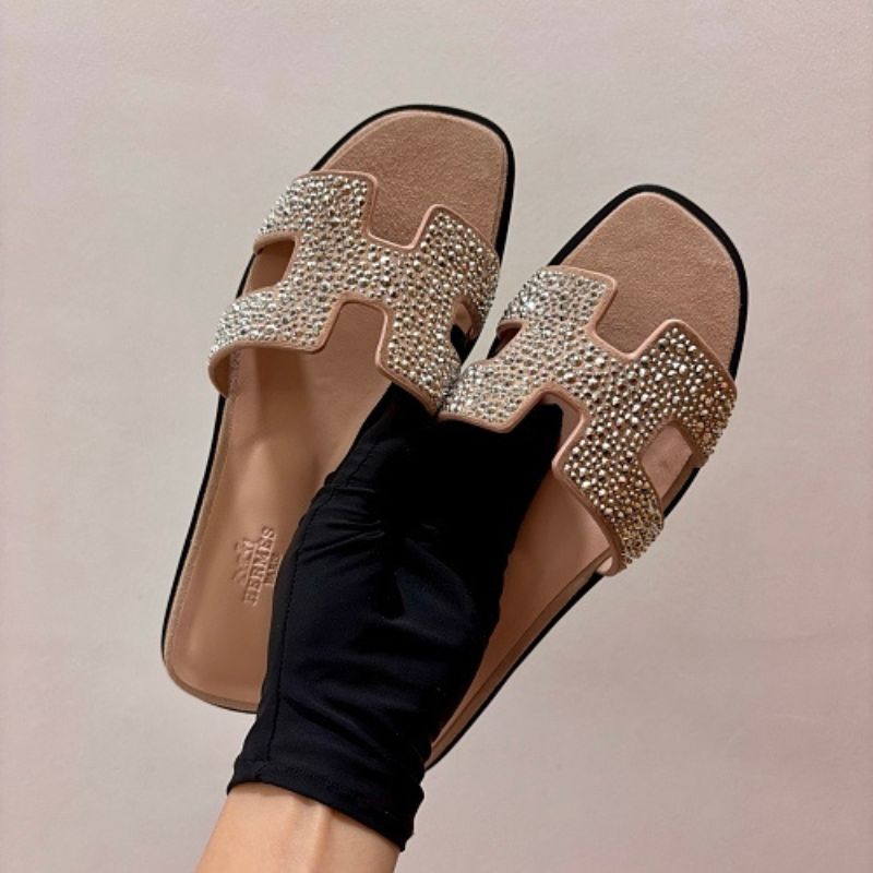 Hermès Oran Sandals in a specialized crystal-embellished version.
