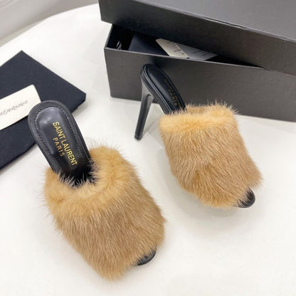 Saint Laurent Roy Mink Fur Mules